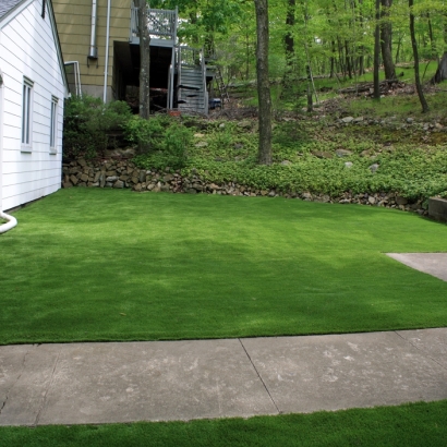 Artificial grass synthetic green lawn forest trees backyard lawn walkway hill