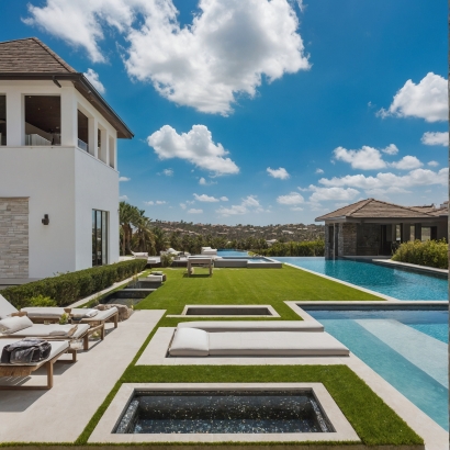 Huntington Beach, California swimming pool, synthetic turf lawn