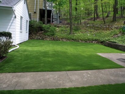 Artificial grass synthetic green lawn forest trees backyard lawn walkway hill