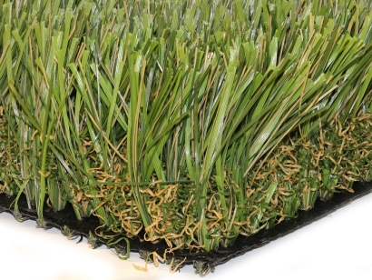Super Natural-60 artificial high-quality grass, dense construction. Emerald, Lime Green, Field Green and Beige yarn