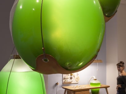 Lamps filled with glowing, living algae