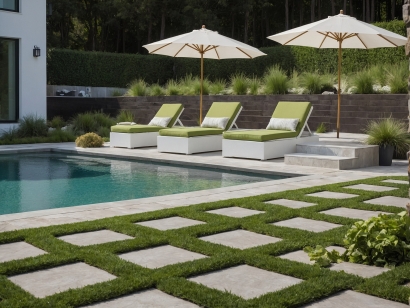 San Jose, California synthetic lawn, swimming pool
