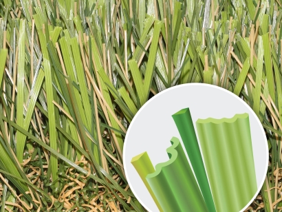 Artificial Grass multi-color, multi-shapes blades and double thatch. Super Natural 80 Global Syn-Turf.