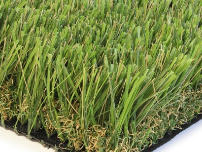 Artificial Grass with four-colors three shapes of blades, two thatch layers - green and brown.